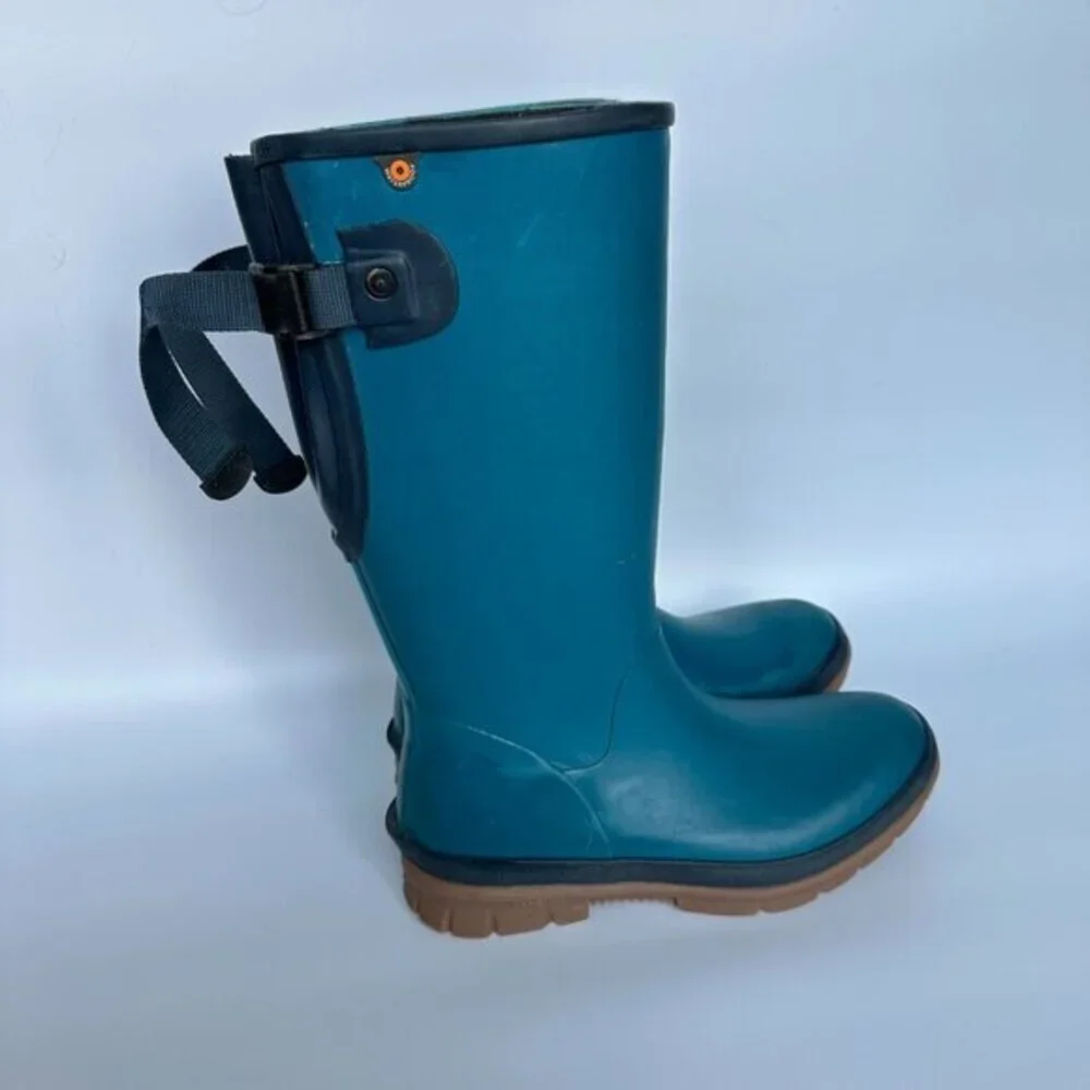 BOGS Women's Size 6 Amanda II Tall‎ Rain Boot Teal Blue Outdoors Gardening Farm